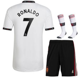 MAILLOT ENFANT MANCHESTER UNITED EXTERIEUR 22 23 RONALDO