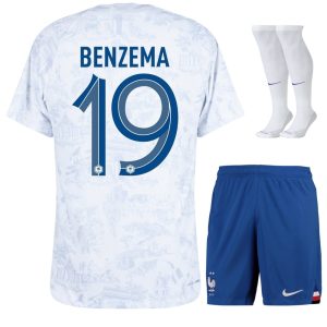 MAILLOT ENFANT EQUIPE DE FRANCE EXTERIEUR COUPE DU MONDE 2022 BENZEMA