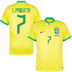 MAILLOT BRESIL DOMICILE COUPE DU MONDE 2022 L.PAQUETA (1)