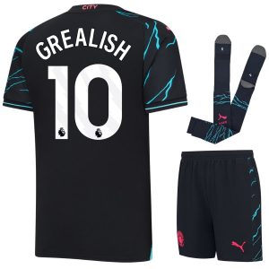 Maillot Kit Enfant Manchester City Third 2023 2024 Grealish (1)