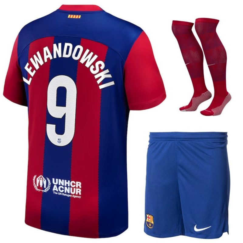 Maillot Kit Enfant Barca 2023 2024 Domicile Lewandowski