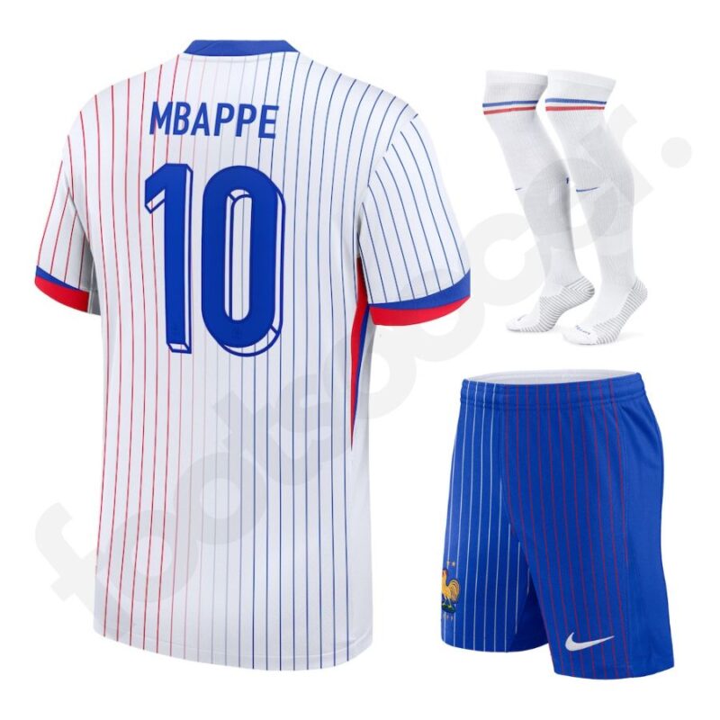 Maillot Kit Enfant Equipe De France Blanc Euro 2024 Mbappe – Image 7