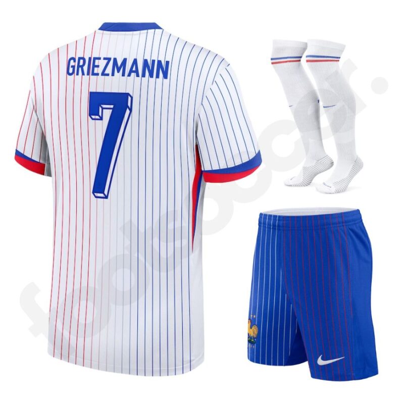 Maillot Kit Enfant Equipe De France Blanc Euro 2024 Griezmann – Image 7