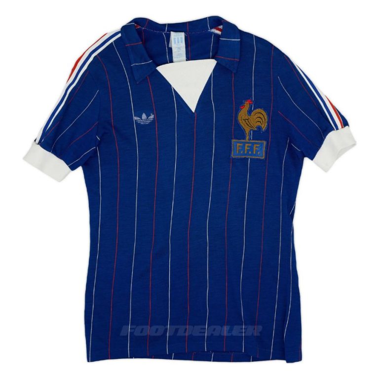 Maillot Equipe De France 1982 – Blanc – Adidas – Signé (Autographe) – Vintage
