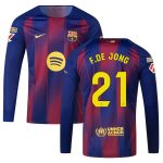 Maillot Barca Domicile 2025 2026 De Jong Manches Longues La Liga