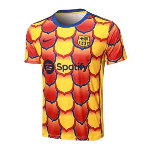 Ensemble Maillot Short Barca 2024 2025 Jaune Rouge