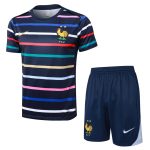 Ensemble Maillot Short Equipe de France 2024 2025 Bleu Motif
