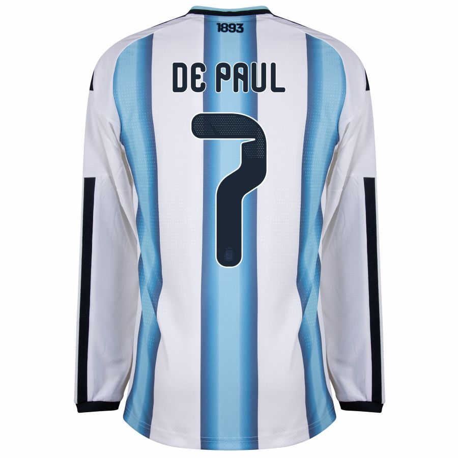 Maillot Argentine Domicile 2026 2027 De Paul Manches Longues (3)