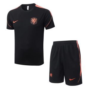Ensemble Maillot Short Pays Bas 2026 2027 Noir Orange